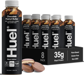 HUEL Ready-to-Drink Black Edition Chocolate Peanut Butter - Pack of 8 (500ml each)