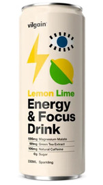 Vilgain Energy & Focus Drink Lemon and Lime - Pack of 24 (330ml each)