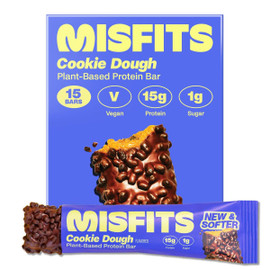 Misfits Plant-Based Protein Bar Cookie Dough - Pack of 15 (50g each)