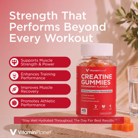 Vitamin Planet Creatine Monohydrate Gummies Strawberry - 45 Gummies