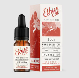 EthicaCBD Body CBD Oil 1000mg Turmeric Ginger & Black Pepper - 10ml