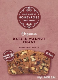 Honeyrose Bakery Organic Gluten Free Vegan Date & Walnut Toast - 110g