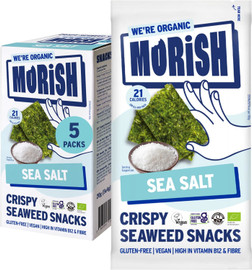 Morish Snacks Organic Sea Salt Seaweed Snacks - Box of 5 (4g each)