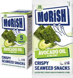 Morish Snacks Crispy Avocado Oil Seaweed Snacks - Box of 5 (4g each)