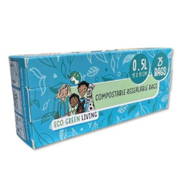 Eco Green Living Compostable Resealable Bags Small 0.5 Litre - 25 Bags