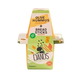 DANDS Fresh Olive Hummus & Breadsticks Snack - 110g