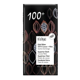 Vivani Dark 100+ Chocolate with Cocoa Nibs Vegan Organic - 80g