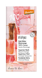 Vivani 100% Cocoa Chocolate with Blood Orange Vegan Organic - 90g