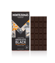 Montezumas Chocolate Absolute Black 100% Cocoa with Coco Nibs and Orange - 90g