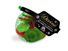 Divine Chocolate 70% Fairtrade Dark Choc Coins - 65g