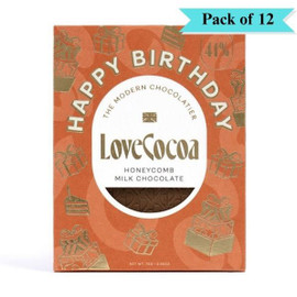 Love Cocoa Honeycomb Happy Birthday Chocolate Bar - 70g (Pack of 12)