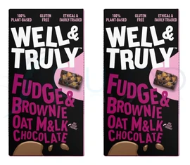 Well and Truly Oat M&lk Chocolate with Fudge & Free Brownie - 90g (Pack of 2)