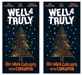 Well and Truly Oat M&lk Chocolate with Cinnamon - 90g (Pack of 2)