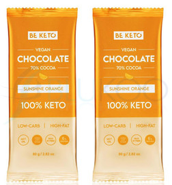 BeKeto Vegan Keto Chocolate + MCT Oil Sunshine Orange - 80g (Pack of 2)