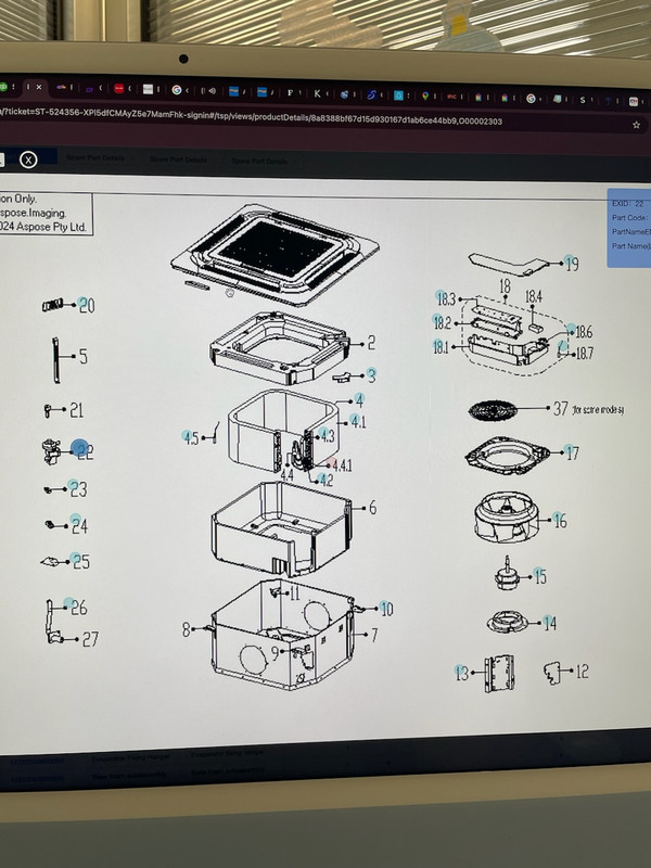 12000 BTU Cassette Electrical Cover 