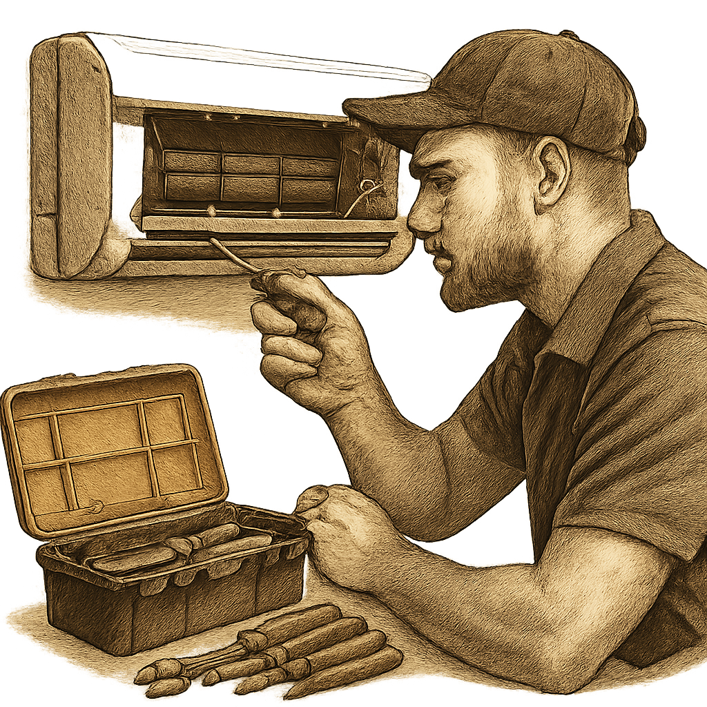 Retro HVAC Technician Illustration