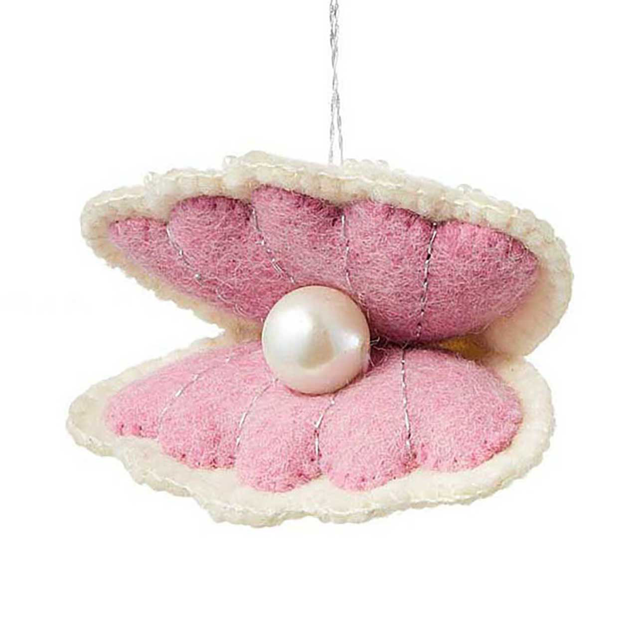 Handmade Christmas Ornaments | Felt Clam & Pearl Ornament
