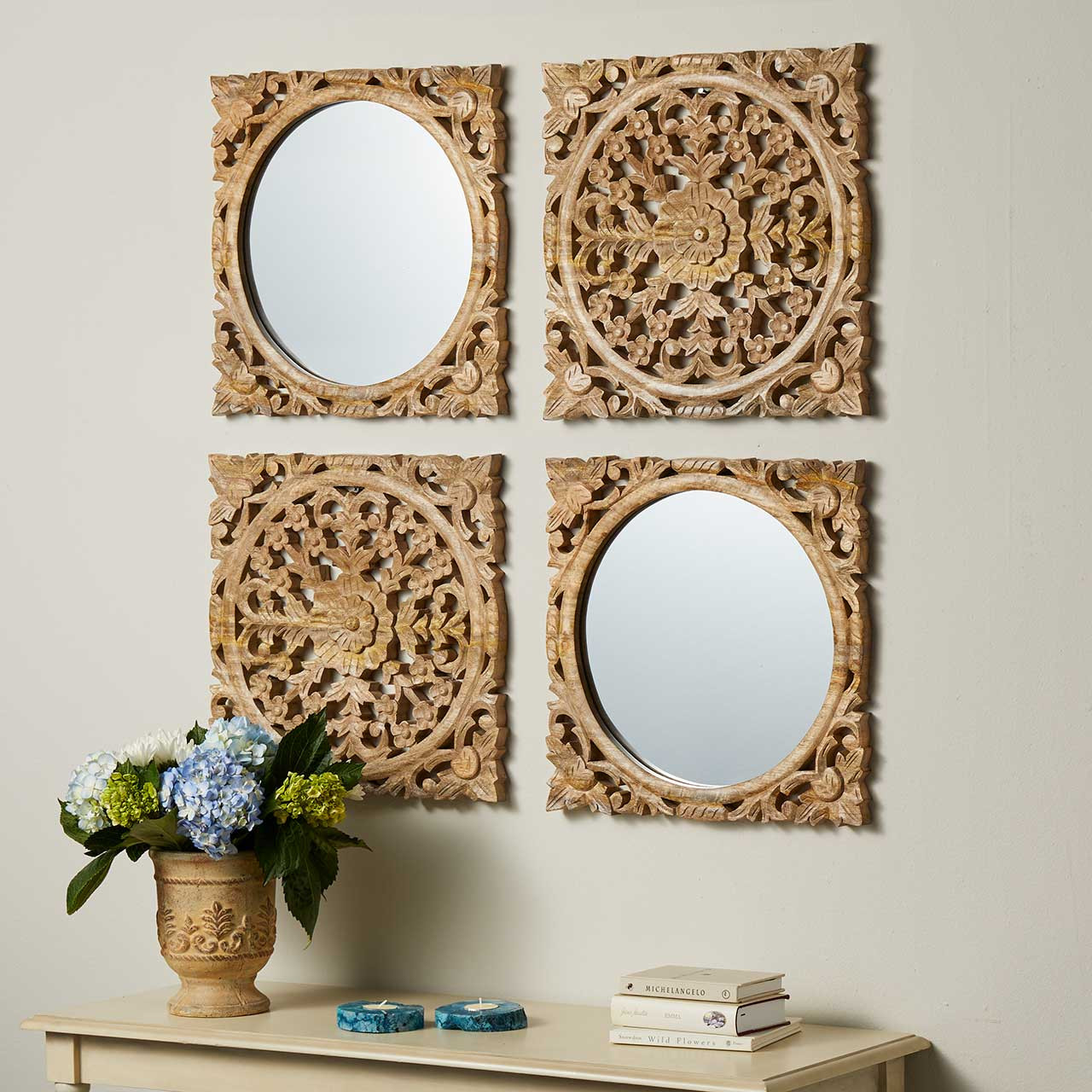 Fair Trade Wall Art | Decorative Wood Frame Wall Mirror