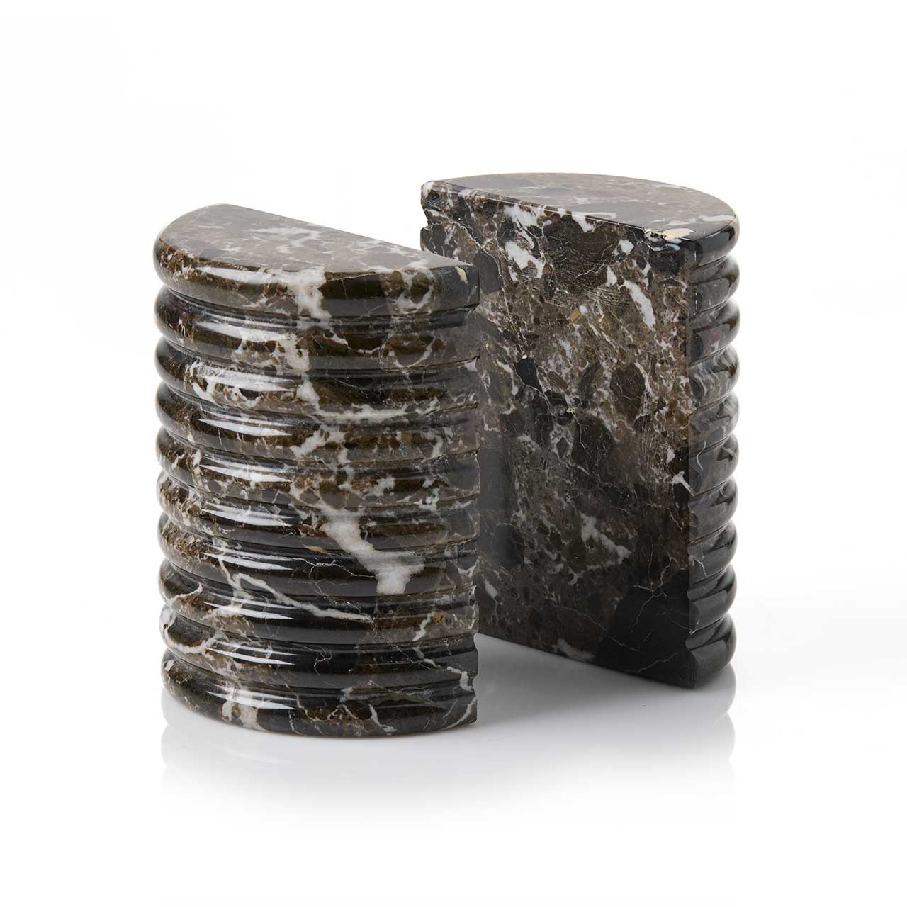 Sustainable Home Accents | Black Zebra Marble Bookends