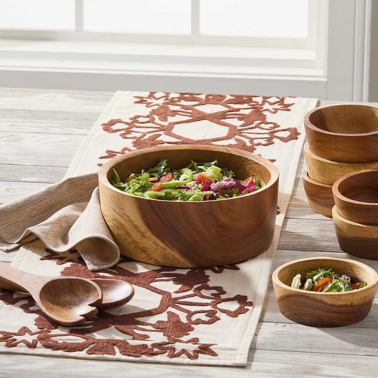 SERRV Acacia Wood Salad Set - Thumbnail 3