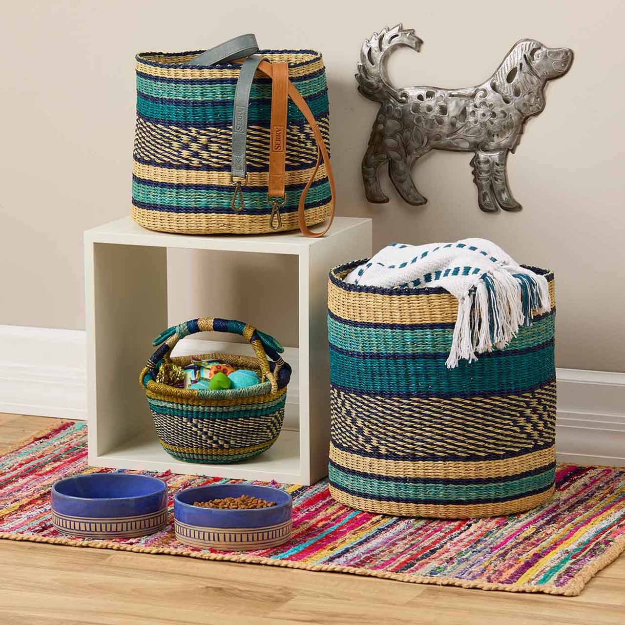 African Baskets | Bright Striped Mini Gift Basket | SERRV