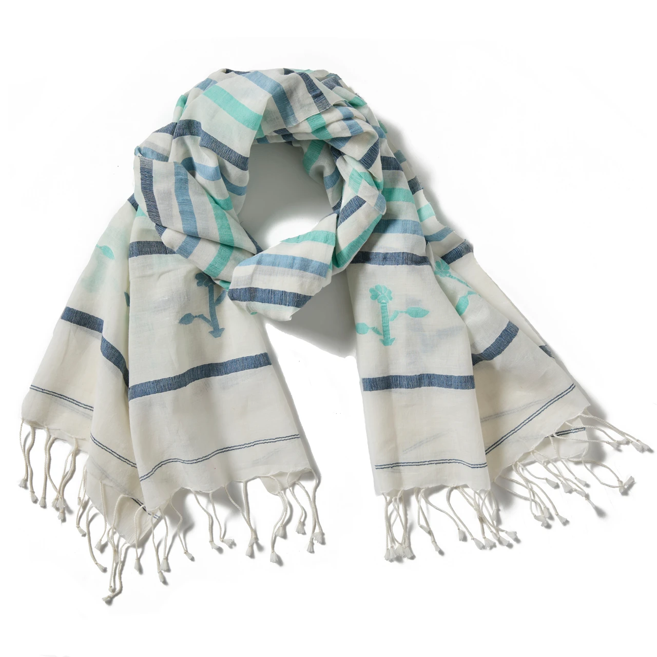 Colorful Floral and Striped Scarves Classical Pastel Stripe Scarf main image 3