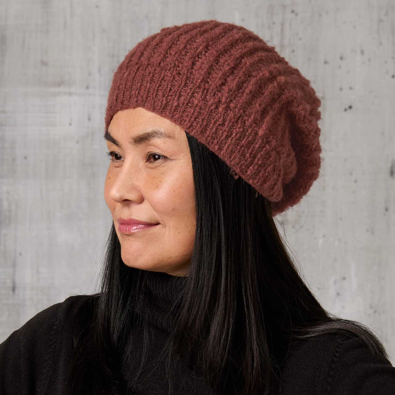 Rust Mohair Beanie | Handmade Wool Winter Hat | SERRV display picture 2