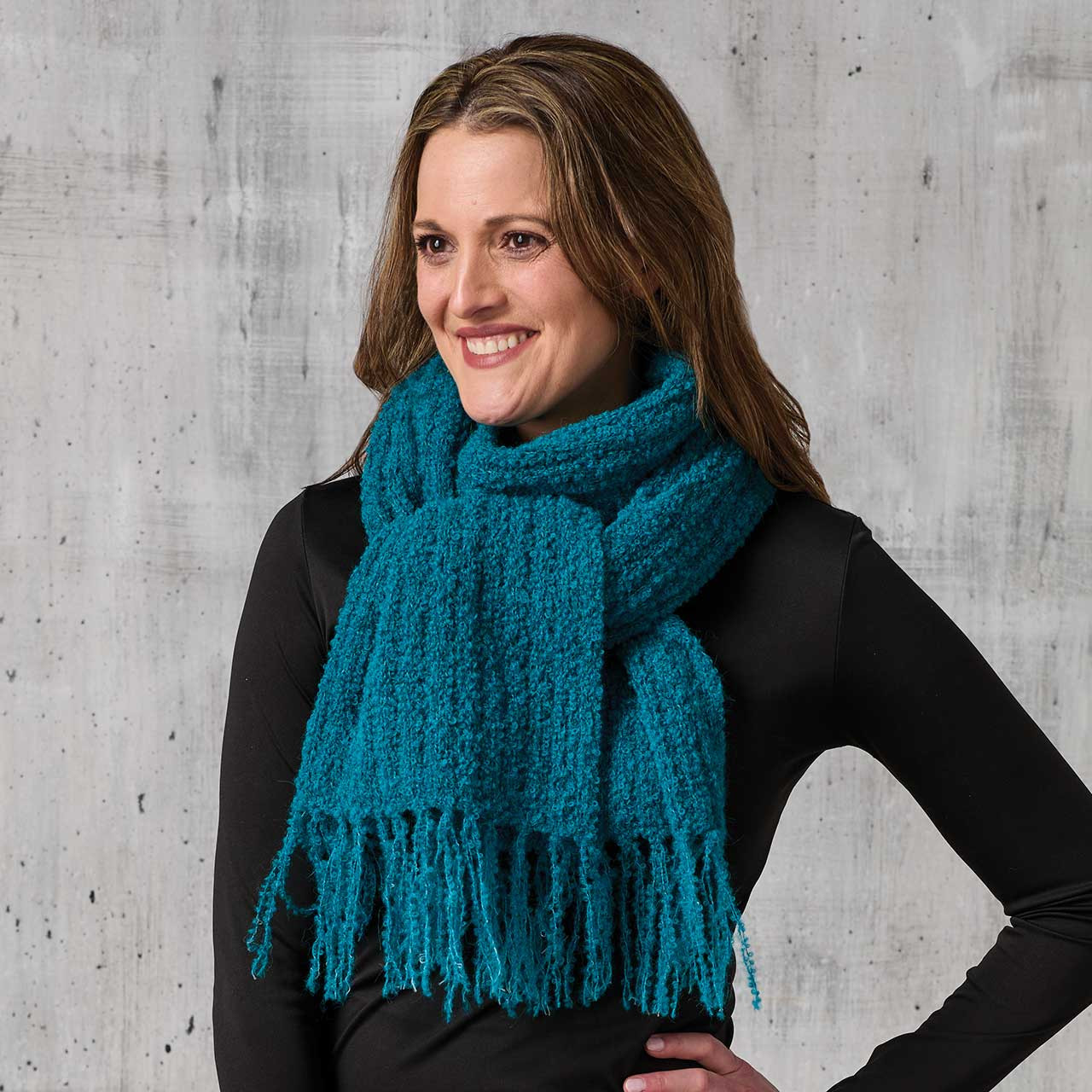 Teal Boucle Alpaca Scarf