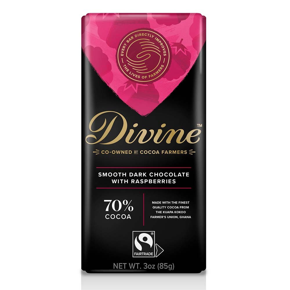 Fair Trade, Divine Chocolate | Raspberry Dark Chocolate Bars | SERRV