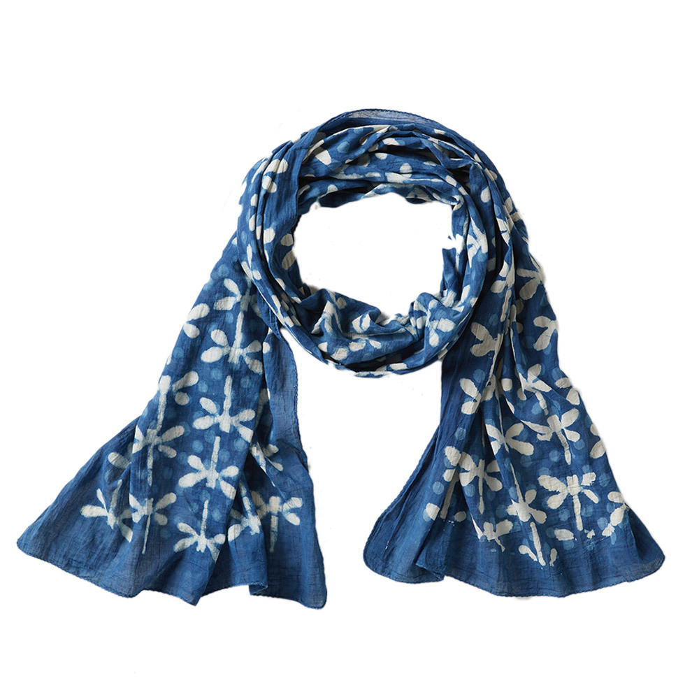 Sustainable Scarves | Blue and White Block Print Scarf | SERRV