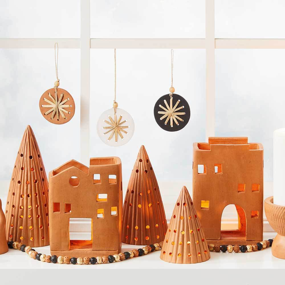 Handmade Home Decor | Terracotta Christmas Tree Lanterns | SERRV