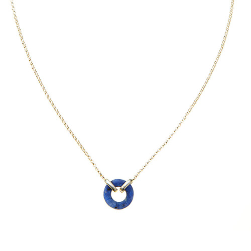 Peruvian Lapis Circle Link Necklace alt 1