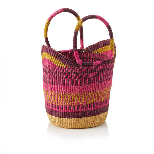 serrv bright stripe tote basket