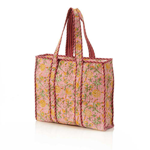 serrv marigold blush quilted tote