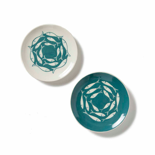 serrv whitefish lagoon appetizer plates - set of 2