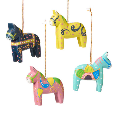 serrv party horse ornaments - set of 4 serrv party horse ornaments - set of 4