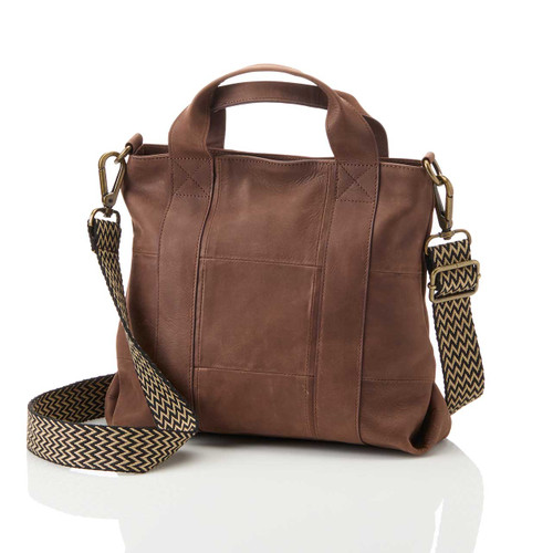 serrv adhya leather mini tote