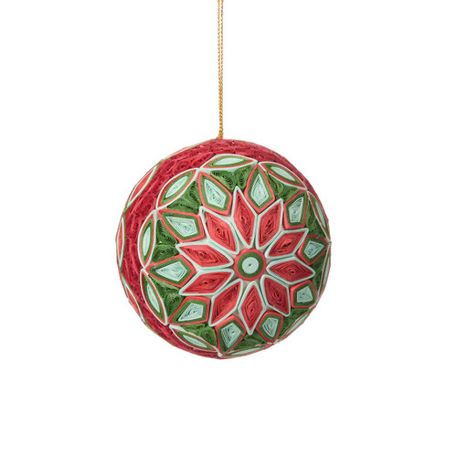 serrv quilled poinsettia large ball ornament