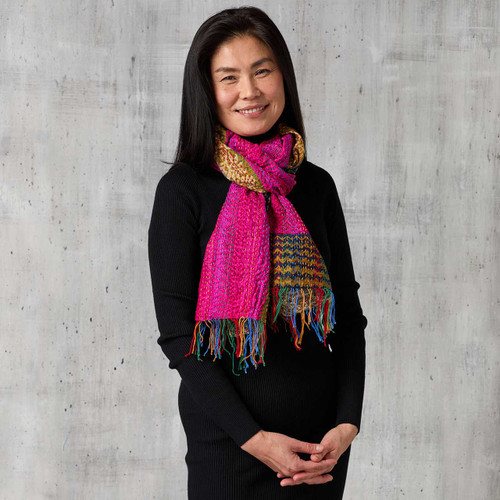 serrv upcycled silk sari scarf alt 2