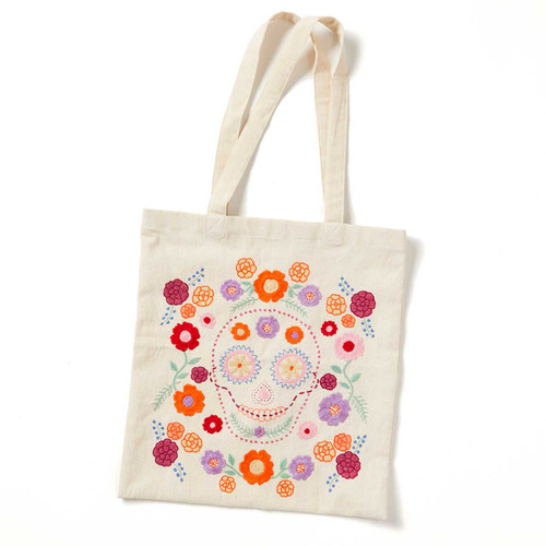 serrv floracion embroidered tote