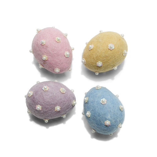 serrv morning mist felt eggs - set of 4