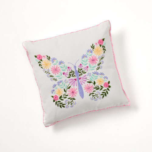serrv butterfly blossoms embroidered pillow