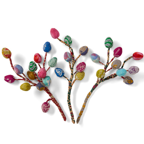serrv sari remnant egg branches - set of 3