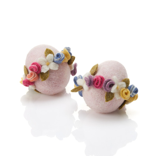 serrv floral wreath felt eggs - set of 2