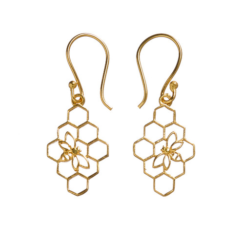 serrv beehive gold earrings