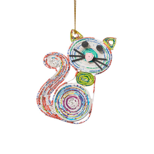 serrv quilled cat ornament