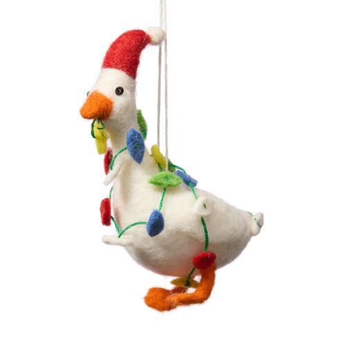 serrv festive goose ornament