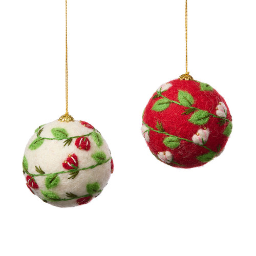serrv snowdrop ball ornaments - set of 2