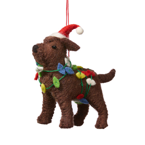 serrv festive chocolate lab ornament