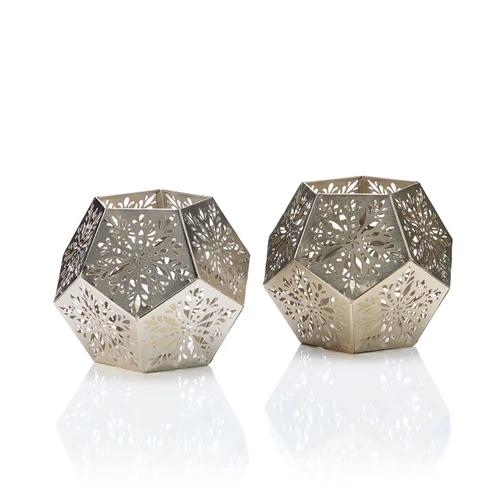 serrv silver snowflake lanterns - set of 2